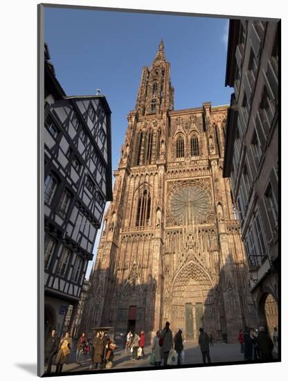 West Front of Notre-Dame Gothic Cathedral, From Rue Merciere, Strasbourg, Alsace, France, Europe-null-Mounted Photographic Print