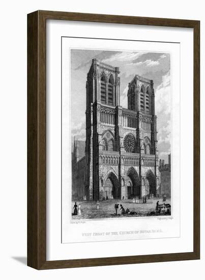 West Front of the Church of Notre Dame De Paris, France, 1828-J Tingle-Framed Giclee Print