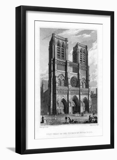 West Front of the Church of Notre Dame De Paris, France, 1828-J Tingle-Framed Giclee Print