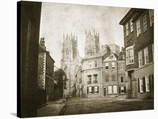 West Front, York Minster, from Lendall Street, 1845 (B/W Photo)-William Henry Fox Talbot-Stretched Canvas