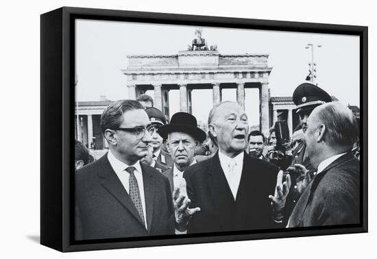 West German Chancellor Konrad Adenauer at Brandenburg Gate, Oct. 31, 1963-null-Framed Stretched Canvas