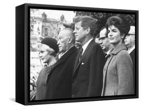 West German Chancellor Konrad Adenauer Received Full Military Honors at White House Ceremony-null-Framed Stretched Canvas
