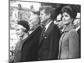 West German Chancellor Konrad Adenauer Received Full Military Honors at White House Ceremony-null-Mounted Photo