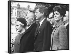 West German Chancellor Konrad Adenauer Received Full Military Honors at White House Ceremony-null-Framed Photo