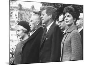 West German Chancellor Konrad Adenauer Received Full Military Honors at White House Ceremony-null-Mounted Photo