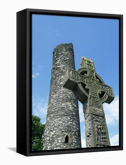 West High Cross and 10th Century Tower, Monasterboice, County Louth, Leinster, Republic of Ireland-Nedra Westwater-Framed Stretched Canvas