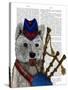 West Highland Terrier and Bagpipes-Fab Funky-Stretched Canvas