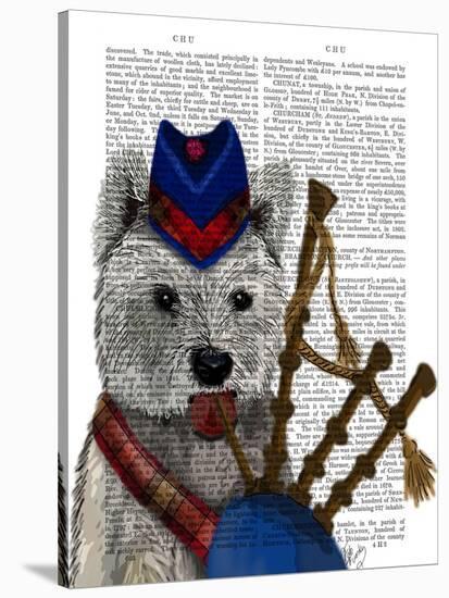 West Highland Terrier and Bagpipes-Fab Funky-Stretched Canvas