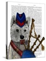 West Highland Terrier and Bagpipes-Fab Funky-Stretched Canvas