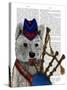 West Highland Terrier and Bagpipes-Fab Funky-Stretched Canvas