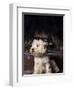 West Highland Terrier / Westie Sitting in Front of a Fireplace-Adriano Bacchella-Framed Premium Photographic Print