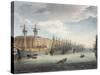 West India Docks, 1809 (Coloured Engraving)-T Rowlandson-Stretched Canvas