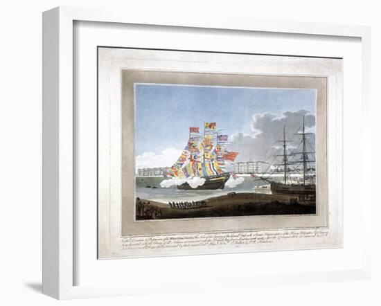 West India Docks, Poplar, London, 1802-Peltro William Tomkins-Framed Giclee Print