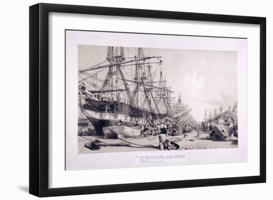 West India Docks, Poplar, London, 1830-William Parrott-Framed Giclee Print
