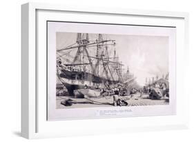 West India Docks, Poplar, London, 1830-William Parrott-Framed Giclee Print