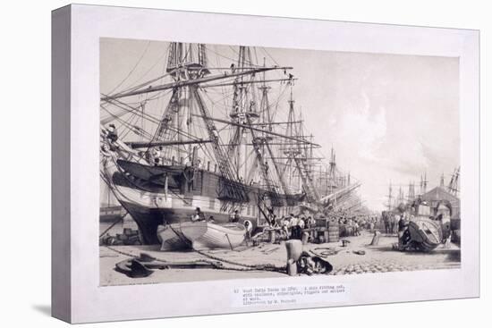West India Docks, Poplar, London, 1830-William Parrott-Stretched Canvas