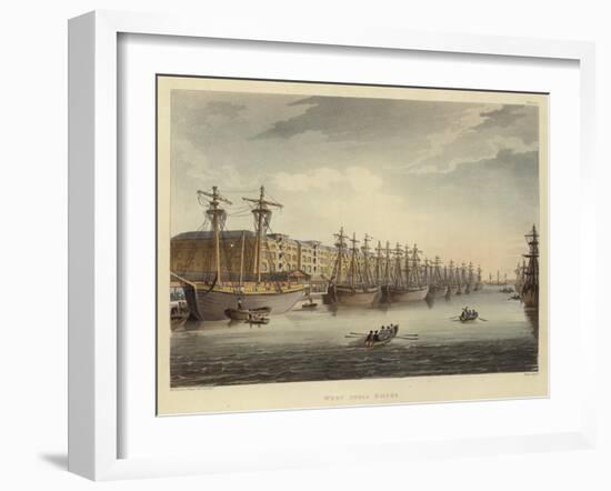 West India Docks-T. & Pugin Rowlandson-Framed Giclee Print