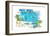 West Indies Illustrated Travel Map with Leeward and Windward Antilles-M. Bleichner-Framed Art Print