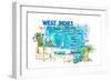 West Indies Illustrated Travel Map with Leeward and Windward Antilles-M. Bleichner-Framed Art Print