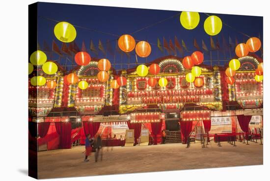 West Kowloon Bamboo Theatre at Dusk, Kowloon, Hong Kong, China, Asia-Ian Trower-Stretched Canvas