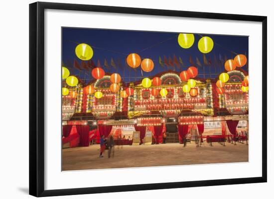 West Kowloon Bamboo Theatre at Dusk, Kowloon, Hong Kong, China, Asia-Ian Trower-Framed Photographic Print