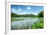 West Lake Landscape with Green Hills, Lake and Blue Sky, Hangzhou, Zhejiang, China-Andreas Brandl-Framed Photographic Print
