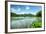 West Lake Landscape with Green Hills, Lake and Blue Sky, Hangzhou, Zhejiang, China-Andreas Brandl-Framed Photographic Print