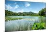 West Lake Landscape with Green Hills, Lake and Blue Sky, Hangzhou, Zhejiang, China-Andreas Brandl-Mounted Photographic Print