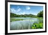 West Lake Landscape with Green Hills, Lake and Blue Sky, Hangzhou, Zhejiang, China-Andreas Brandl-Framed Photographic Print