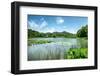 West Lake Landscape with Green Hills, Lake and Blue Sky, Hangzhou, Zhejiang, China-Andreas Brandl-Framed Premium Photographic Print