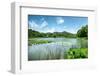 West Lake Landscape with Green Hills, Lake and Blue Sky, Hangzhou, Zhejiang, China-Andreas Brandl-Framed Photographic Print