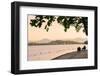 West Lake Shore with Hilly Landscape and Silhouettes, Hangzhou, Zhejiang, China, Asia-Andreas Brandl-Framed Premium Photographic Print