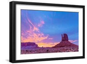 West Mitten Butte and Sunset, Monument Valley Tribal Park, Arizona Navajo Reservation-Tom Till-Framed Photographic Print