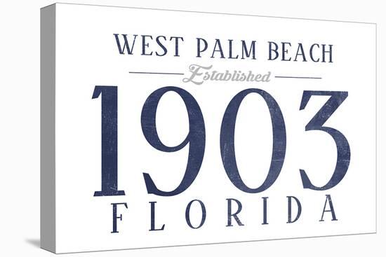 West Palm Beach, Florida - Established Date (Blue)-Lantern Press-Stretched Canvas