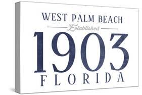 West Palm Beach, Florida - Established Date (Blue)-Lantern Press-Stretched Canvas