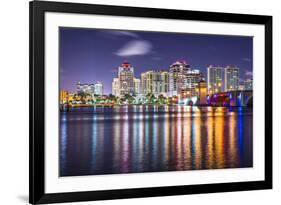 West Palm Beach, Florida Nighttime Skyline.-SeanPavonePhoto-Framed Photographic Print