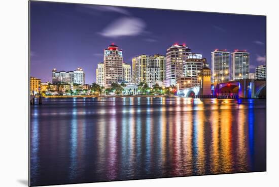 West Palm Beach, Florida Nighttime Skyline.-SeanPavonePhoto-Mounted Photographic Print