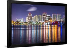 West Palm Beach, Florida Nighttime Skyline.-SeanPavonePhoto-Framed Photographic Print