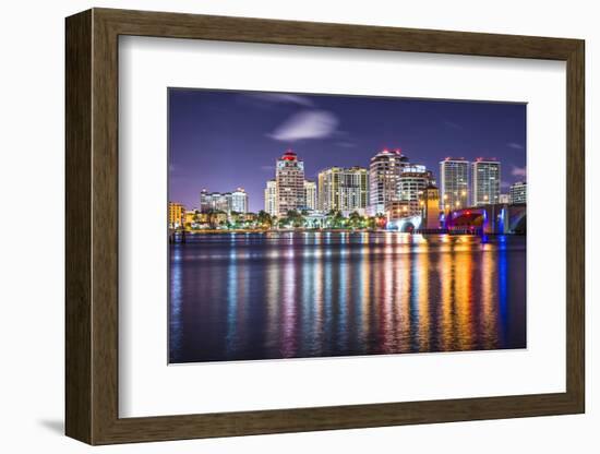 West Palm Beach, Florida Nighttime Skyline.-SeanPavonePhoto-Framed Photographic Print