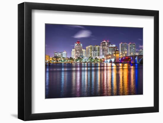 West Palm Beach, Florida Nighttime Skyline.-SeanPavonePhoto-Framed Photographic Print