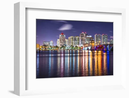 West Palm Beach, Florida Nighttime Skyline.-SeanPavonePhoto-Framed Photographic Print