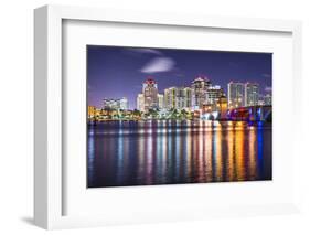 West Palm Beach, Florida Nighttime Skyline.-SeanPavonePhoto-Framed Photographic Print