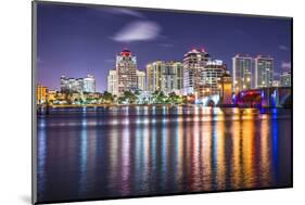 West Palm Beach, Florida Nighttime Skyline.-SeanPavonePhoto-Mounted Photographic Print