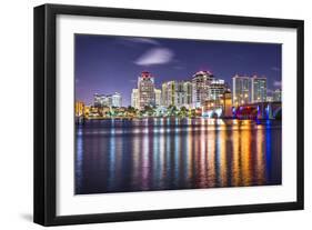 West Palm Beach, Florida Nighttime Skyline.-SeanPavonePhoto-Framed Photographic Print