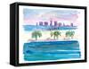 West Palm Beach Florida Skyline-M. Bleichner-Framed Stretched Canvas