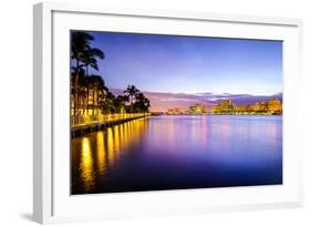 West Palm Beach Florida, USA Cityscape on the Intracoastal Waterway.-SeanPavonePhoto-Framed Photographic Print