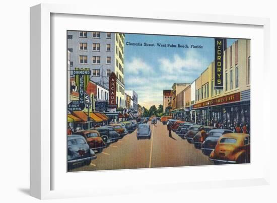 West Palm Beach, Florida - View Down Clematis Street-Lantern Press-Framed Art Print