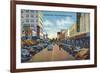 West Palm Beach, Florida - View Down Clematis Street-Lantern Press-Framed Premium Giclee Print