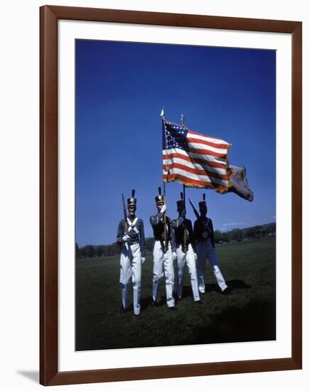 West Point Cadets Carrying US Flag-Dmitri Kessel-Framed Photographic Print