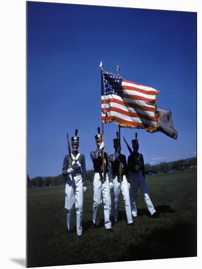 West Point Cadets Carrying US Flag-Dmitri Kessel-Mounted Photographic Print